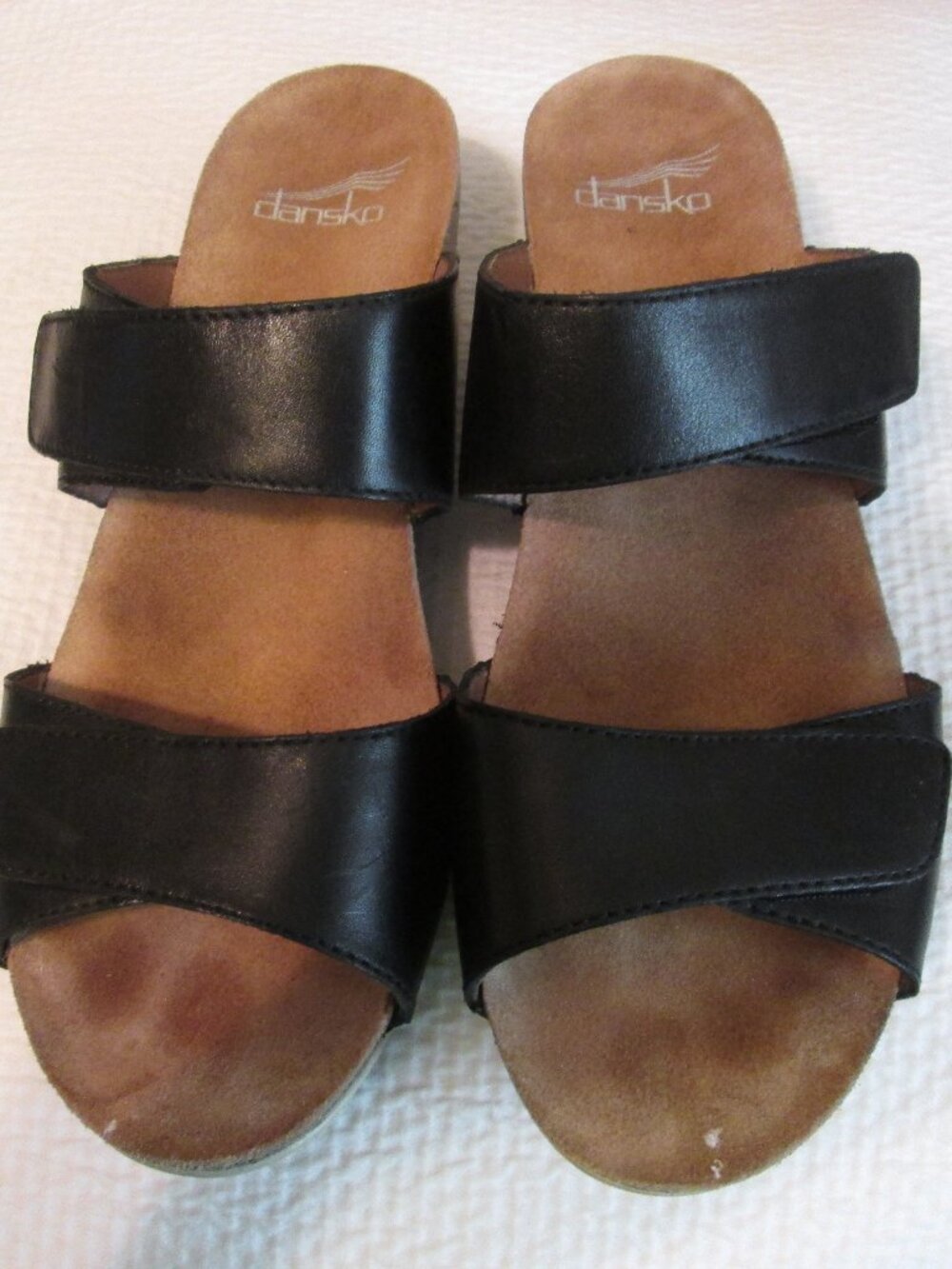 Dansko Women's Black Leather Sandals Size 38 (US 7.5)